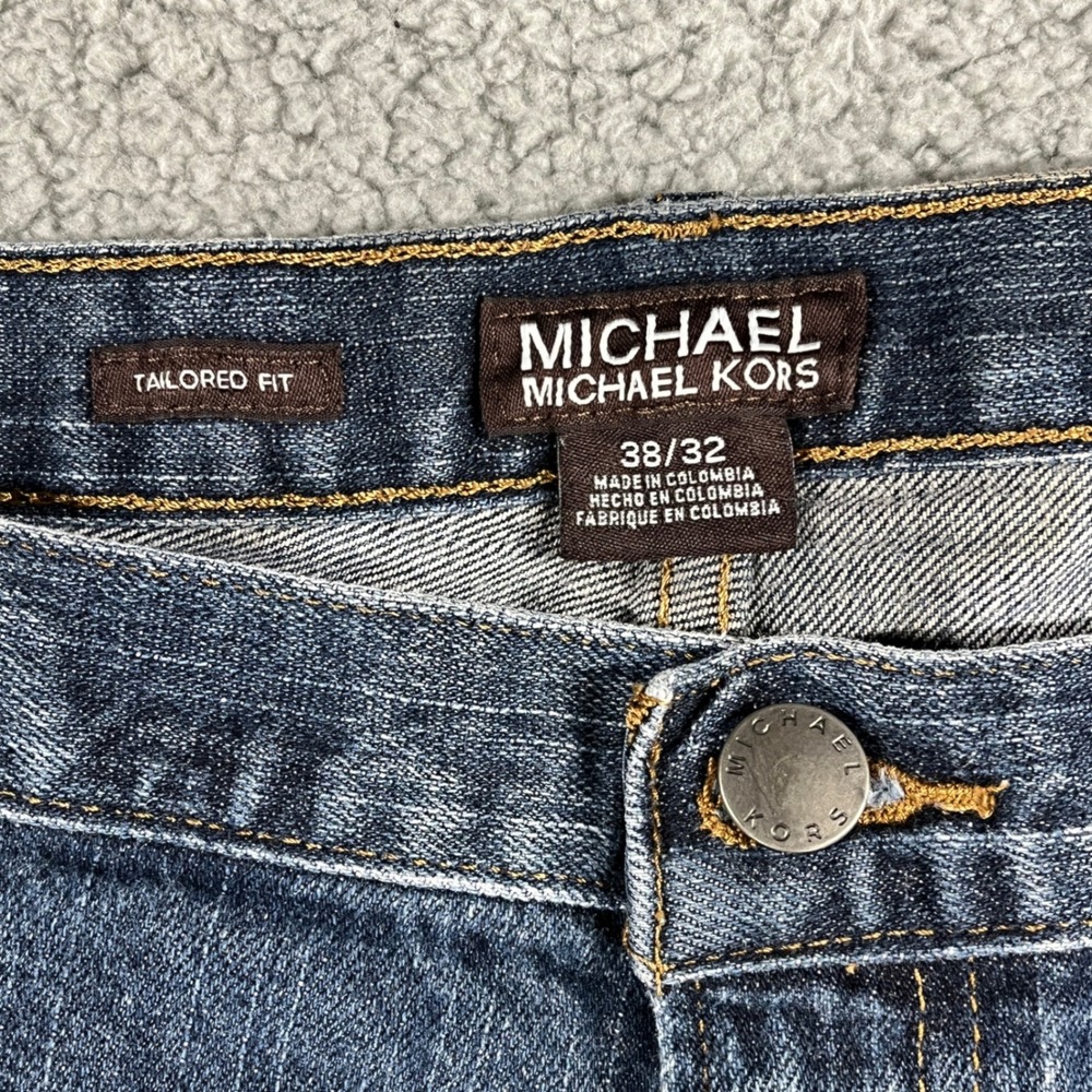 Michael Kors Mens Tailored Fit Jeans Blue Medium Wash 38x32 Straight Leg Denim - Picture 2 of 10